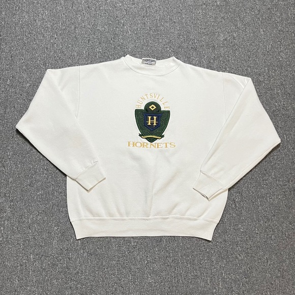 Velva Sheen Other - Vintage Velva‎ Sheen Huntsville Hornets Sweatshirt Medium White Embroidered 90s